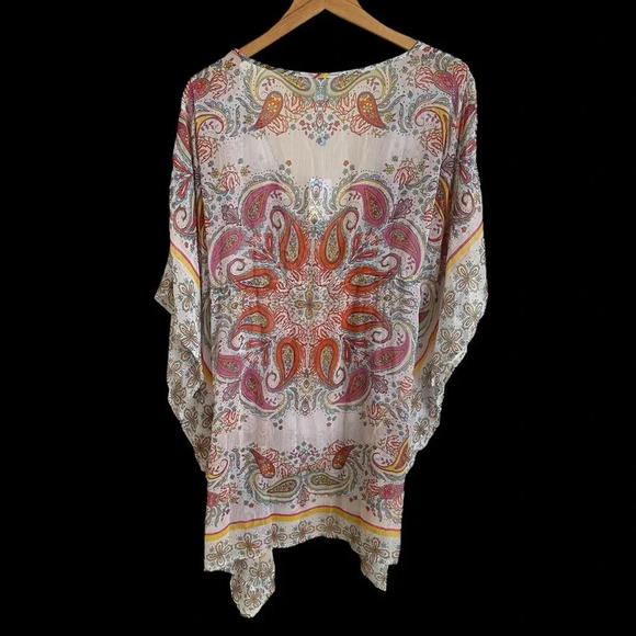 NWT Bleu Rod Beattie size Large Semi Sheer Paisley Swim Cover Up Dress Floral - Picture 3 of 7